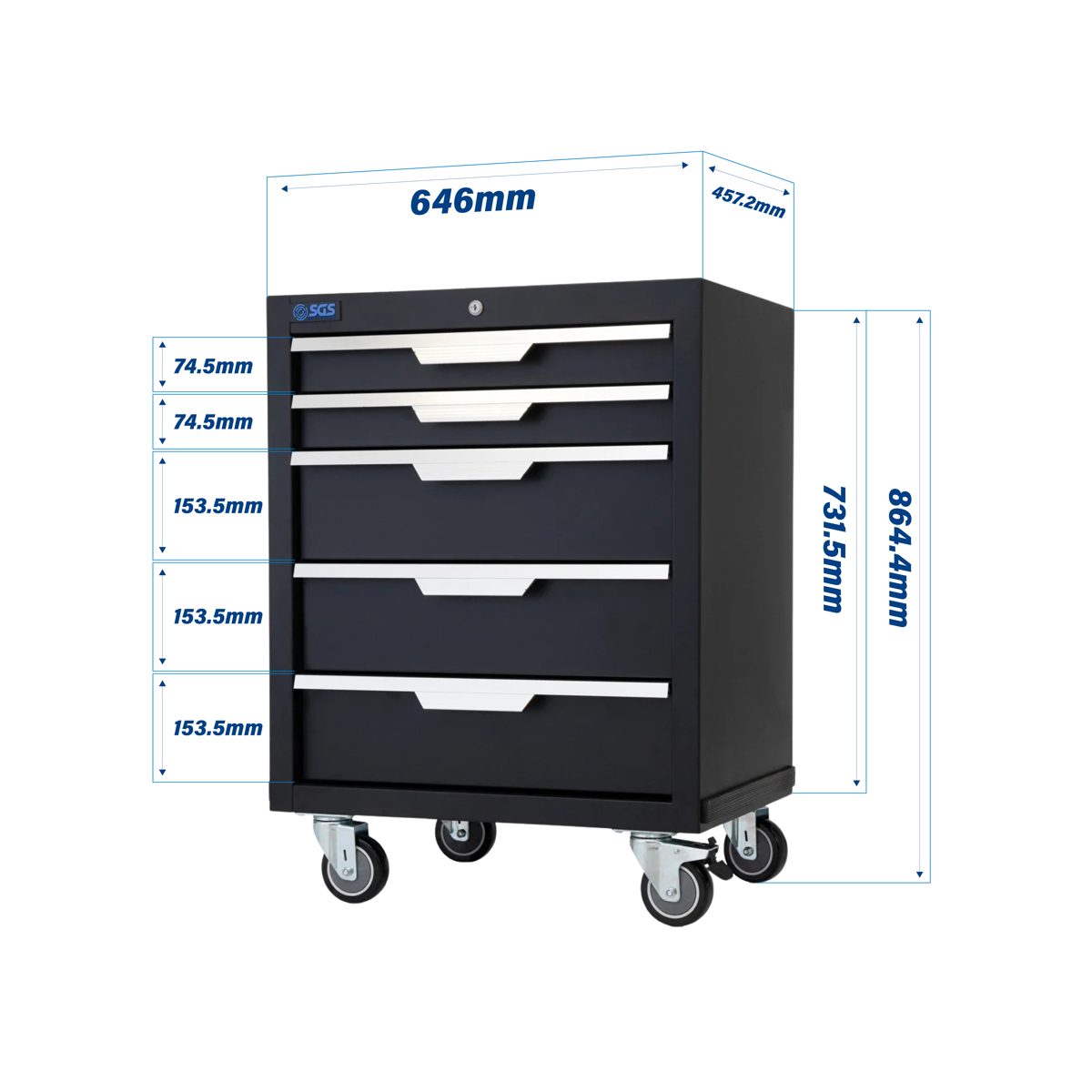 SGS Mobile Tool Cabinet for Garage Storage System | 4x Swivel Castor Wheels